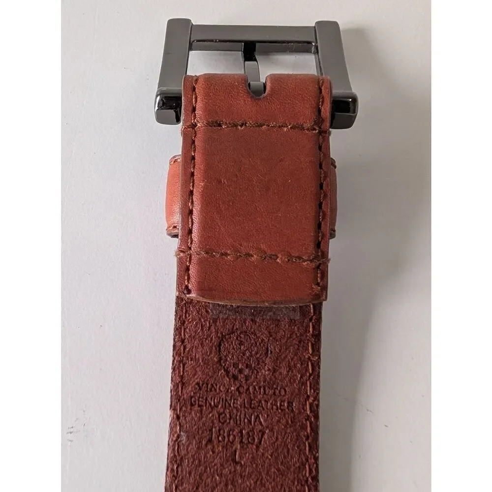 Vince Camuto Belt Men Large Brown Genuine Leather Studded Buckle